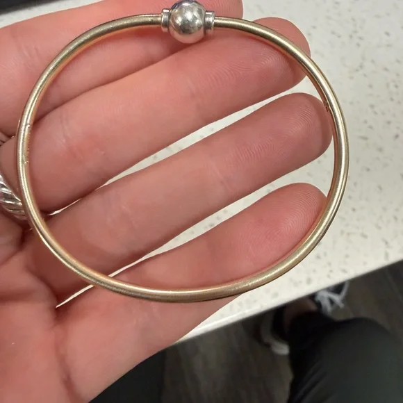 Le Stage 14k gold and sterling silver bracelet bangle - Picture 3 of 5